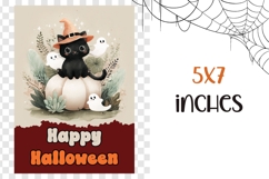 Happy Halloween Greeting Card, Halloween Black Cat Wall Art Product Image 3