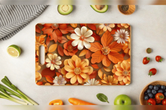 Autumn 3D Flowers Cutting Boards sublimation Design Product Image 3