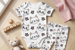 Cat Head Seamless Pattern Kawaii Kitten Product Image 3