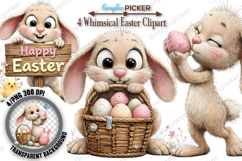 Whimsical Easter Animals PNG, Whimsical Bunny Easter Clipart Product Image 1