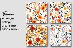 Autumn Blossom Floral Digital Paper Product Image 3