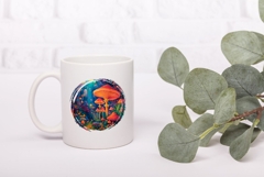 Cartoon Forest Illustration, Nature PNG, Neon Mushrooms PNG Product Image 3