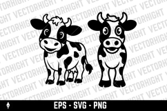 A black and white cartoon mascot of a spotted dairy cow Product Image 3