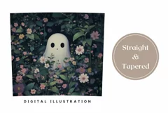 Cartoon Ghost Tumbler Wrap Design, Floral Halloween Tumbler Product Image 3