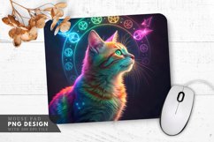 Rainbow Cat with Magical Symbols Mouse Pad PNG Design Product Image 1