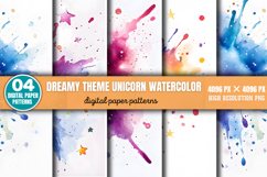 Dreamy theme Unicorn watercolor splashes Background Paper Product Image 4