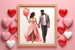 Valentines Day Black Couple Clipart, Black Couple Clipart Product Image 3