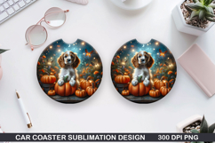 Halloween Dog Car Coaster Sublimation| Halloween Coaster PNG Product Image 1