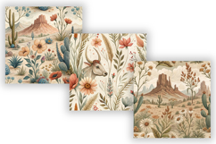 Western Wildflowers Rustic Seamless Pattern, Prairie Floral Product Image 3