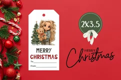 Winter Gift Tag Design, Cartoon Christmas Girl Gift Tags Product Image 3