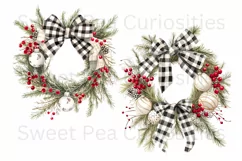 Christmas, Wreath, Ephemera, PNG, watercolor, Clipart Product Image 3