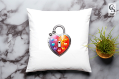 Heart Lock Rainbow Clipart Sublimation PNG Product Image 3