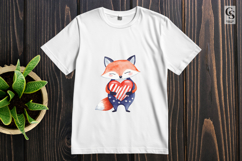 Patriotic Fox Holding Heart Clipart PNG Product Image 3