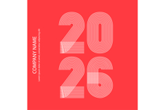 Modern minimal cover background with 2026 numbers on red Product Image 1