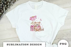 Watercolor Valentine Cute Teddy Bear PNG Product Image 3