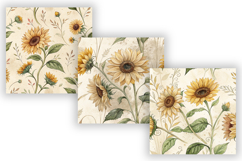 Vintage Sunflower Seamless Pattern Bundle, Watercolor Product Image 3