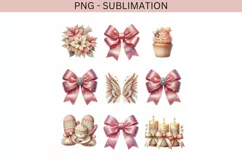 Pink Christmas Coquette Bow PNG, Custom Preppy Christmas Product Image 4