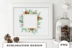 Watercolor Christmas Floral Frame png Product Image 3