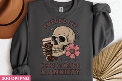 Fueled by iced coffee &amp; anxiety PNG, Iced Coffee Sublimation Product Image 3