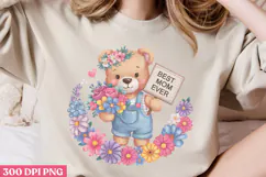 Best mom ever PNG, Cute Animals Mothers Day Clipart PNG Product Image 3