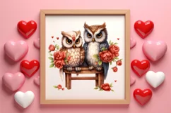 Couple Owl Valentines Day Clipart, Couple Owl Clipart Product Image 3