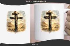 Western Cross PNG | Cowboy Hat Desert Sublimation Design Product Image 3
