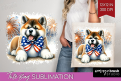 Akita Dog Tote Bag Patriotic Dog Tote Bag PNG Sublimation Product Image 1