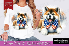 Akita Dog Round Tshirt Background Patriotic Dog PNG Product Image 1