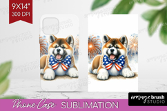 Akita Dog Phone Case PNG Patriotic Dog Case PNG Sublimation Product Image 1