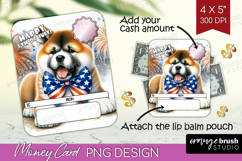 Akita Dog Money Card PNG 4th of July Money Card Holder Product Image 1