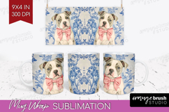 American Bulldog Dog Mug Wrap Floral Dog Mug PNG Sublimation Product Image 1