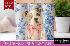 American Bulldog Dog Tumbler Wrap Floral Dog Tumbler PNG Product Image 1