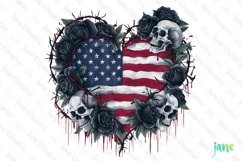American Flag Gothic Heart Sublimation Product Image 1