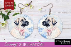 Anatolian Shepherd Dog Round Earrings Floral Dog PNG Product Image 1