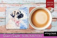 Anatolian Shepherd Dog Square Coaster Floral Dog Coaster PNG Product Image 1