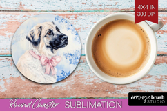Anatolian Shepherd Dog Round Coaster Floral Dog Coaster PNG Product Image 1