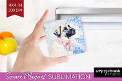 Anatolian Shepherd Dog Magnet Sublimation Floral Dog Square Product Image 1