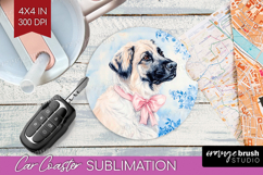 Anatolian Shepherd Dog Car Coaster Floral Dog Coaster PNG Product Image 1