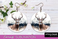 Wild Animals Round Earring Sublimation, Wildlife Earring PNG Product Image 1