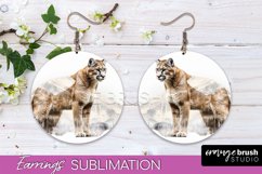 Wild Animals Round Earring Sublimation, Wildlife Earring PNG Product Image 1