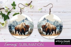 Wild Animals Round Earring Sublimation, Wildlife Earring PNG Product Image 1