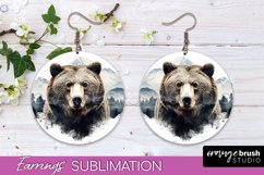 Wild Animals Round Earring Sublimation, Wildlife Earring PNG Product Image 1