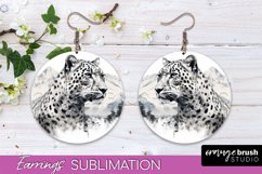 Wild Animals Round Earring Sublimation, Wildlife Earring PNG Product Image 1