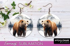 Wild Animals Round Earring Sublimation, Wildlife Earring PNG Product Image 1