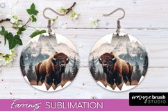 Wild Animals Round Earring Sublimation, Wildlife Earring PNG Product Image 1