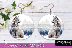 Wild Animals Round Earring Sublimation, Wildlife Earring PNG Product Image 1