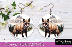 Wild Animals Round Earring Sublimation, Wildlife Earring PNG Product Image 1