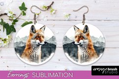 Wild Animals Round Earring Sublimation, Wildlife Earring PNG Product Image 1