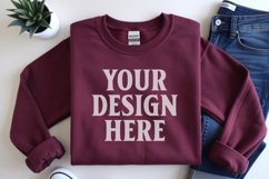 Antique Cherry Gildan 18000 Folded Flat Lay Mockups Product Image 1