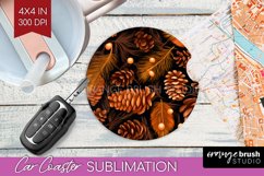 Autumn Forest Car Coaster - Fall Coaster PNG Sublimation Product Image 1